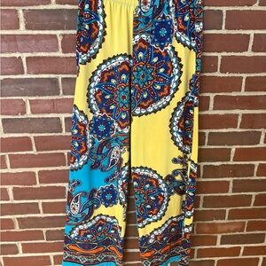 Melissa Paige Yellow and Blue Wide Leg Pants